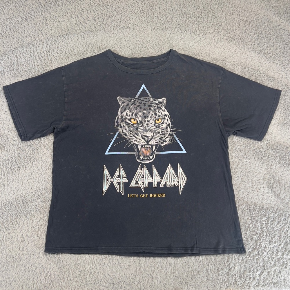 Def Leppard Lets Get Rocked 1992 Tour Band T-Shirt Vintage Wash Boxy Fade XL